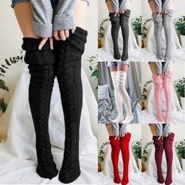 Hosiery Socks Hosiery Women Thigh High Socks Long Woollen Knit Warm Thick Tall Long Boots Stockings Leg Warmers For Girls Winter Pile Thick