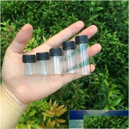 Packing Bottles Wholesale Diameter 22Mm Clear Glass Jars Black Plastic Cap 5Ml 6Ml 7Ml 10Ml 14Ml Vitreous Crafts Essential Oil Bottle Dh7I0