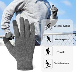 Cycling Gloves Knitted Men Touchscreen Full Compression Thicken Winter Warm Wool Cashmere Solid Mitten Business