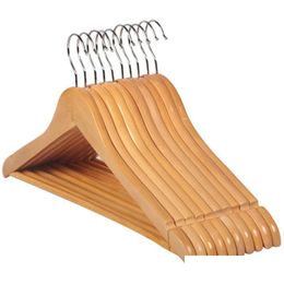 Hangers & Racks Wooden Hanger Mtifunctional Adt Thickened Non Slip Hangers Home Wardrobe Drying Clothes Storage Rack 44.5X1.2Cm Drop D Dhtsu