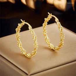 Hoop Earrings 316L Stainless Steel Gold Colour Ball Twist Circles For Women Fashion Girls Ear Buckle Jewellery Gifts Bijoux