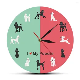 Wall Clocks Cartoon Standard Poodle Clock Kid Room Nursery Decor Silent Movement Watch Caniche Pudle Puppy Dog Owners Gift