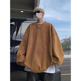 Men's Hoodies Men High Street Sweatshirts Acid Washed Fashion Loose Solid Colour Harajuku Round Neck Male Brand Warm Clothing