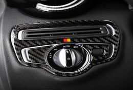 Carbon Fiber Headlight Switch Frame Cover Trim Car Styling Sticker for Mercedes C Class W205 C180 C200 GLC Accessories8697027