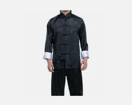 Wholesale New Chinese Style Men's Silk Satin Kung Fu Suit Pyjamas Tai Chi Martial Arts Clothes Casual Outdoor Sports Suit