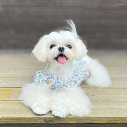 Dog Apparel Tops Flower Print Cat Puppy Shirt With Bow Clip Adorable Breathable Two-legged Dogs Costume Pograph Props Pet Supplies