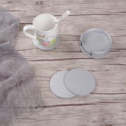 Table Mats Creative Bar Insulation Tea Mat Round Leather Cup Young And Hungry Mug