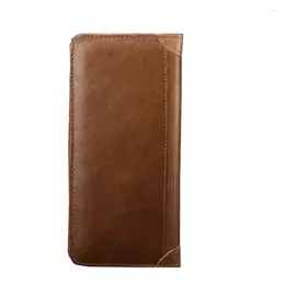 Wallets Vintage Men's Lighhin Genuine Leather Men Purse Long Wallet Real Cowhide Male Cell Phone Card Holder Money Bag