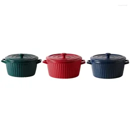 Pans Ceramic Casserole With Lid 1600Ml Bakeware Soup Bowl