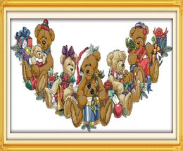 Christmas bears doll home decor paintings Handmade Cross Stitch Embroidery Needlework sets counted print on canvas DMC 14CT 11CT8034370