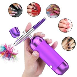 Mini nail art spray gun with compressor nail paint for makeup painting cake portable face spray nail air brush kit tool 240113