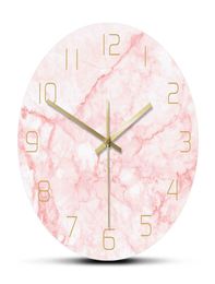 Natural Pink Marble Round Wall Clock Silent Non Ticking Living Room Decor Art Nordic Wall Clock Minimalist Art Silent Wall Watch 29388090