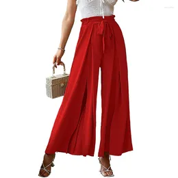 Women's Pants 2024 Spring Summer Bow Loose Pleated Wide Leg With Belt High Waist Straight Trousers For Women