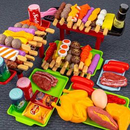 Kitchens Play Food Cooking Kitchen Toys Simulation Barbecue Hotpot BBQ Grill Playset ldren Educational House Interactive Kids Pretend H240522