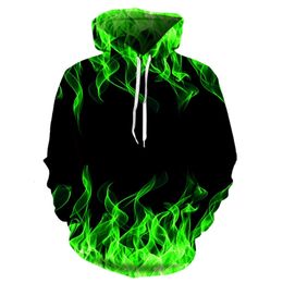 2024 Men's Hoodie 3D Printing Colourful Flame Sweater Men And Women Hooded Loose Autumn Winter Jacket Streetwear 240112