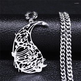 Pendant Necklaces Stainless Steel Necklace For Women/Men Silver Color Persian Love Poems Statement Jewelry Bijoux NXS08