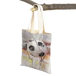 Shopping Bags Abstract Football Sports Women Casual Canvas Players Ball Games Double Print Art Shopper Bag Lady Tote Handbags