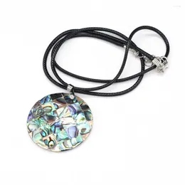 Pendant Necklaces Natural Mother Of Pearl Abalone Shell Round Shells Craft Necklace Charms Jewellery Neck Chain For Women Men Gift