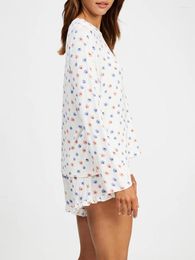 Women's Tracksuits Women S Pyjamas Sets 2 Piece Long Sleeve Lounge Sleepwear Floral Print Loose Tops And Shorts Set Loungewear