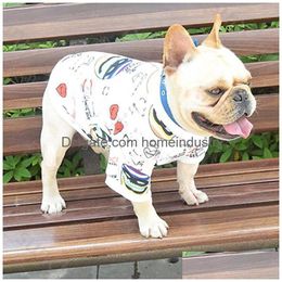 White Printed Dog Hoodie Fashion Luxury Plover Warm Shirt Coat Designer Thin Blouse Schnauzer French Bucket Drop Delivery Dhm7O