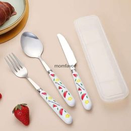New Baby Bottles# Children's Cutlery for Kids Tableware Cartoon Kids Spoon and Fork Set Dessert Spoon for Children Fork Baby Gadgets Feeding