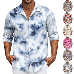 Men's Casual Shirts Summer Loose Print Long Sleeve Cardigan Beach Funny Pattern Shirt High Quality Temperament Top Camisas De Hombre