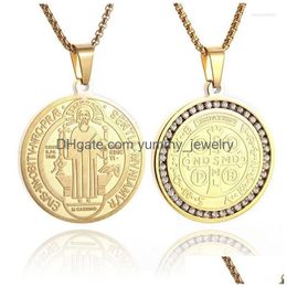 Pendant Necklaces High Quality Stainless Steel Necklace Catholic San Benito Medal Men Women Amets Prayer Relius Jewellery Drop Delivery Dhvfq