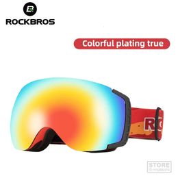 ROCKBROS Ski Goggles Antifog Double Layer Lenses for Men and Women Color Changing Windproof Large Frame Snow Glasses Equipment 240112