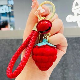 Keychains Cute Strawberry Resin Keychain Women's Fashion Bag Car Pendant Accessories Kawaii Keyring