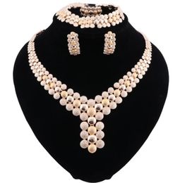 Fashion Bridal Jewelry Sets Women Round African Beads Jewelry Set Dubai Gold Color Costume Indian Jewelry Set8618202