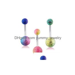 Stainless Steel Belly Button Rings Uv Coated Rainbow Colored Jewelry For Pierced Navels Drop Delivery Dhlqi