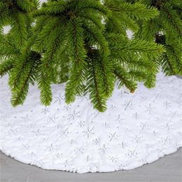 Christmas Decorations 90/122/150CM Plush Tree Skirt Xmas Mat With Winter Snowflake For Holiday Party Home Decor