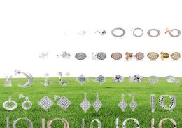 NEW 100% 925 Sterling Silver Earrings Flower type Hollow Ear Studs charm Beads Fit Bracelet DIY Dangler Wholesale factory1794709