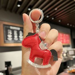 Fashion designer Keychain Leather Cute Diamond pony pendant Shell keychain bow Door buckle Gift Men Women Car bag key chain