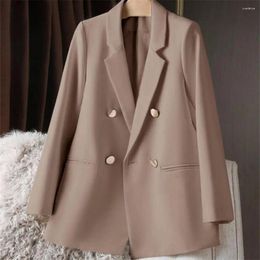 Women's Suits Women Suit Coat Business Jacket Professional Double-breasted For Style Ol Commute Loose Fit Long