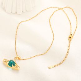 Designer Necklaces for Women Chain Necklace Gold Plated Pink Blue Diamond Necklace Pendants Luxury Jewelry Accessories