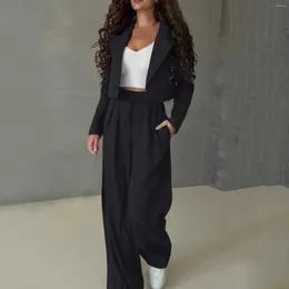 Women's Two Piece Pants Sets For Women 2 Pieces Fashion Solid Button Casual Suit Temperament Slim Small Jacket Set