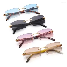 Sunglasses Trendy Punk Rimless Rectangle Fashion Shades Driving Sun Glasses UV400 Frameless Gradient Eyewear