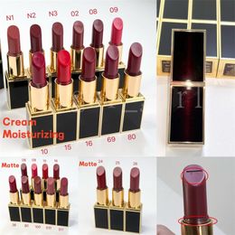 Profesjonalna marka Lip Color TF Matte and Cream Style nawilżające głębokie logo Rouge A Levres Mat 3G 23 Kolory Girl Beauty Make Up 7A Quality Stock Szybki statek 2024