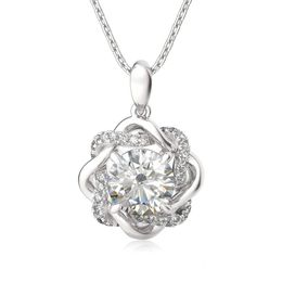 18K White Gold Color Pendant Silver 925 Women Kpop Jewellery Wedding With Necklace Cubic Zirconia Gift For Female 240112