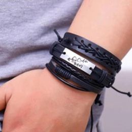 Charm Bracelets Leather Bracelet Couple Confession Fashion Mystery Creative Love Nameplate Woven Hip Hop Accessories