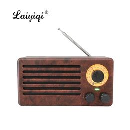 Speakers Laiyiqi retro wooden Box speaker altavoz bluetooth subwoofer woofer 10W TF wood square Double Horn portable FM Radio caixa som