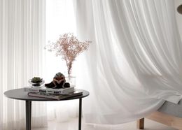 White Tulle Curtains for Living Room Decoration Modern Chiffon Solid Sheer Voile Kitchen Curtain home Decoration8984420