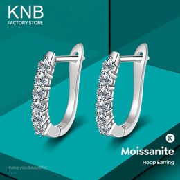 KNB Real 01ct Wedding Diamond Earrings for Women Gift 925 Sterling Silver Huggie Hoop Earring Luxury Fine Jewelry 240112