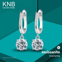 KNB Luxury 1ct D Colour Certified Diamond Drop Earrings for Women 925 Sterling Silver Wedding Fine Jewellery 240112