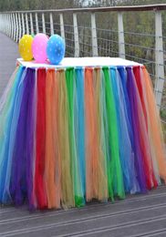 Multicolor Tulle Tutu Table Skirt Tableware For Wedding Party Birthday Decor Lace Table Cover Home Textiles Decorations WX98703692247