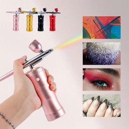 Foreverlily portable nail spray gun with compressor used for nail art cake makeup painting spray gun skin moisturizing nano spray 240113