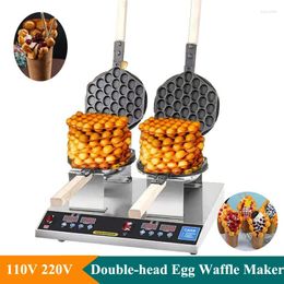 Bread Makers Snack Equipment Electric Egg Waffle Baker Machine Digital Display Double-Head Maker Suppliers