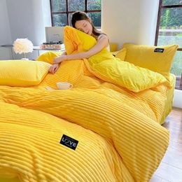 3pcs duvet cover Winter Warm Bedding sets Double Quilt Cover king Twin queen size bed thick Flano Coral Fleece with pillowscase 240113