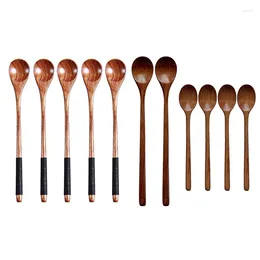 Spoons 5 Pcs Wooden Cooking Honey Rice & 1set Spoon Long Handle Mixing